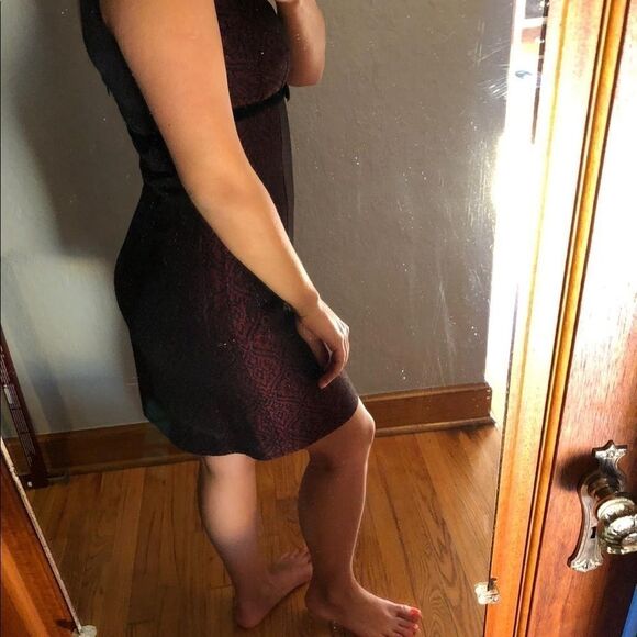 Nanette Lepore Vintage 2 Pc Shift Dress Suit Acetate/Acrylic Burgundy Sz 4 - Picture 10 of 14